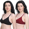 &quot;Women&#39;s&quot; T-Shirt Cotton Hosiery Black &amp; Red Bra ( Pack of 2)