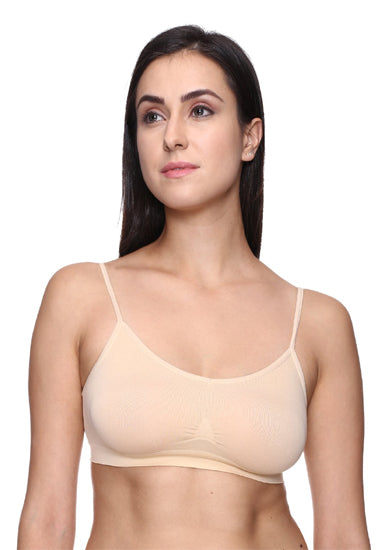 "Comfort" Beige Thin Straps Sports Bra