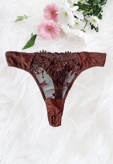 Brown Eyelash Lace Thong Panty(sold out)