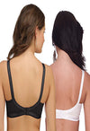 Plus Size- Pack Of 2 Black &amp; White Cotton Front Bras