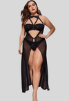 Plus Size Split Long Mesh Babydoll Nightwear