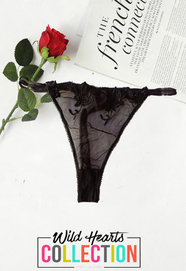 Snazzyway Luxury floral Emroidered Black Thong