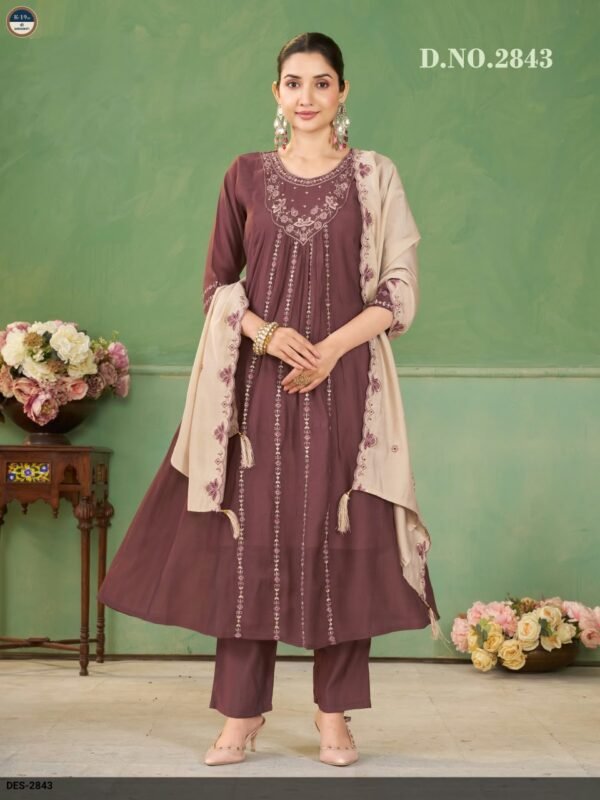 Wine Floral Suit design 2843 — product view
